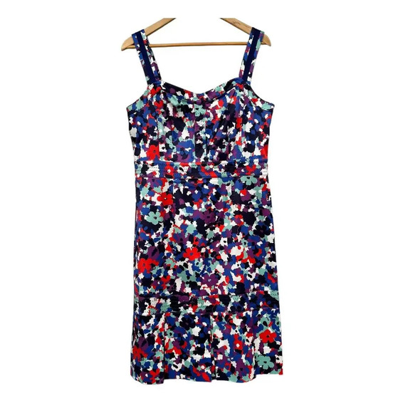 NWT Tory Burch Berdine Abstract Floral Logo Print Dress Amethyst Duriez Size 10 - Picture 4 of 10